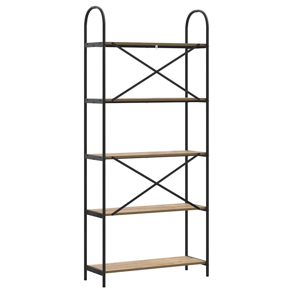 Raft pentru cărți stejar artizanal 80 x 30 x 183 cm