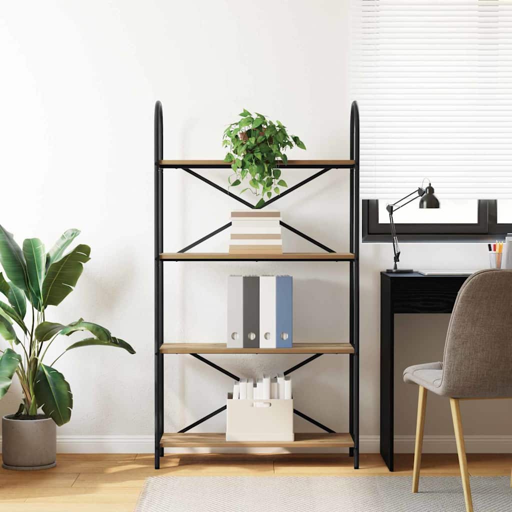 Raft pentru cărți stejar artizanal 80 x 30 x 146 cm