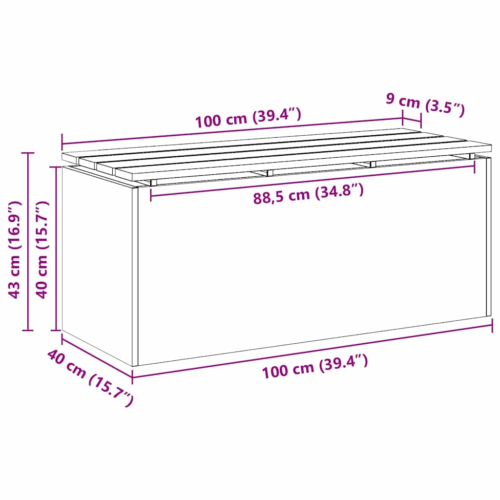 Bancă de grădină Argintiu 100 x 40 x 43 cm Oțel galvanizat