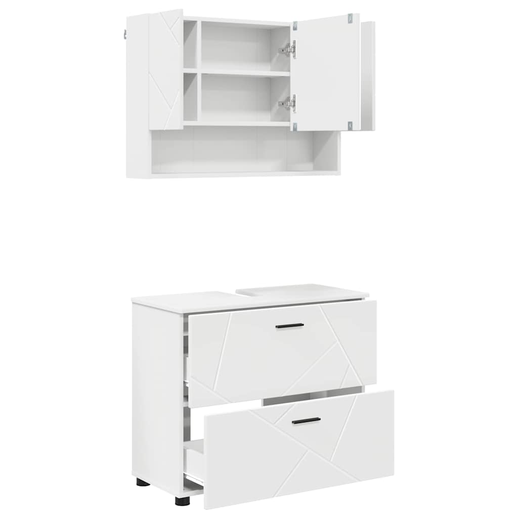 Set de mobilier pentru baie 2 pcs Alb Lemn aranjat și metal