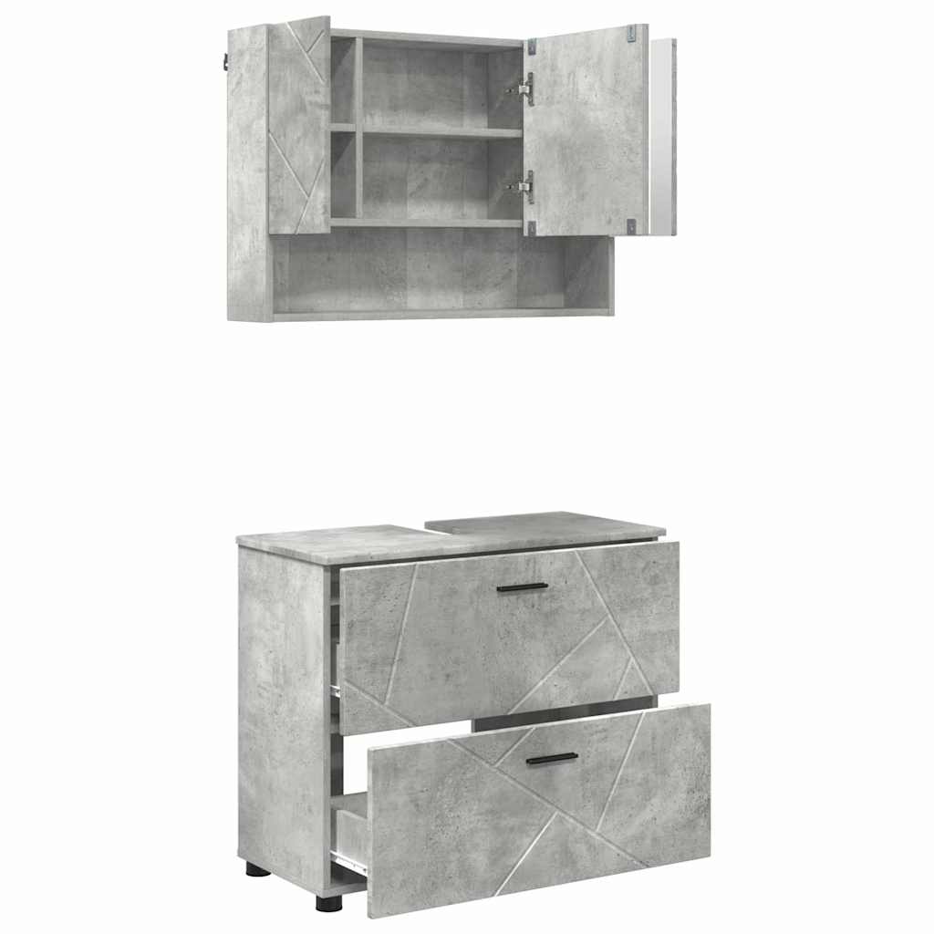 Set de mobilier pentru baie cu sertar 2 pcs Gri din beton
