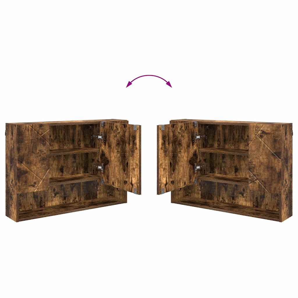 Set de mobilier pentru baie cu sertar 2 pcs Stejar fumuriu