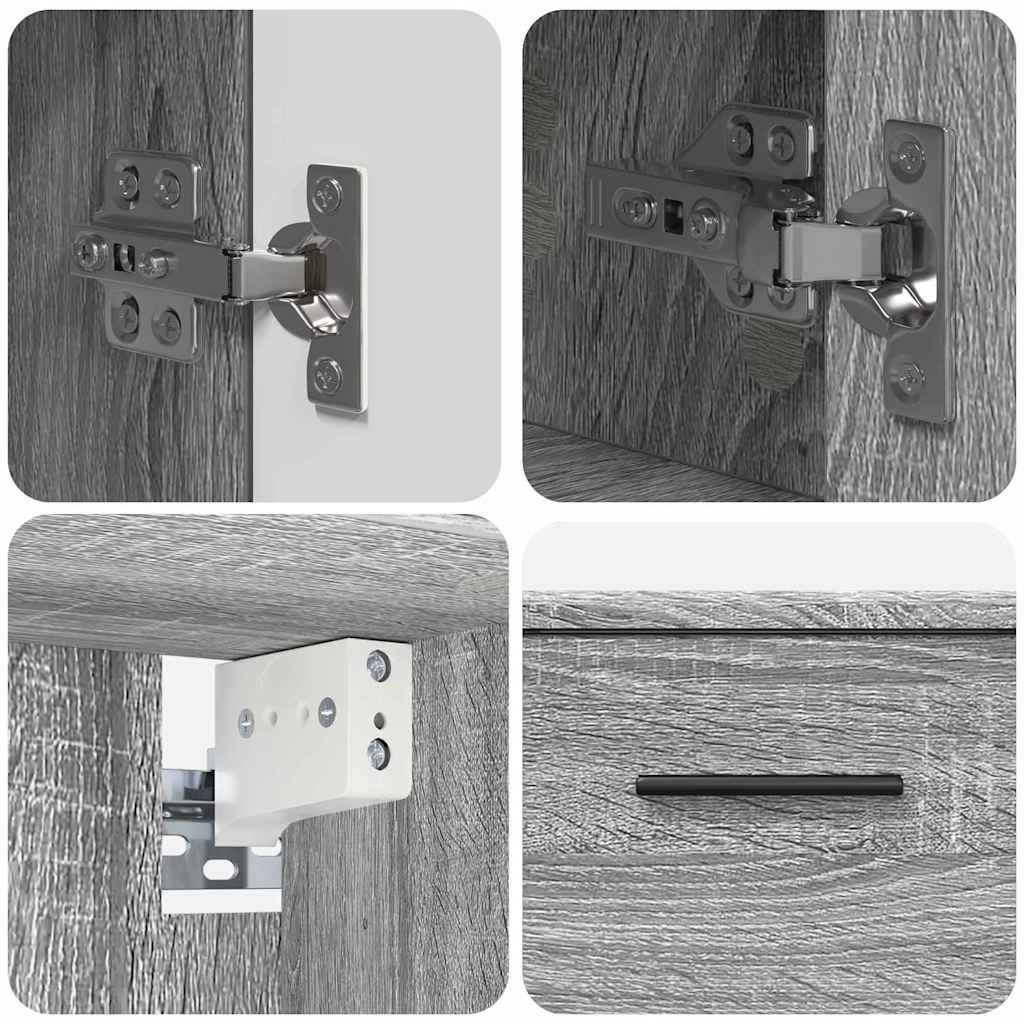 Set de mobilier pentru baie cu sertar cu raft 2 pcs Gri Sonoma