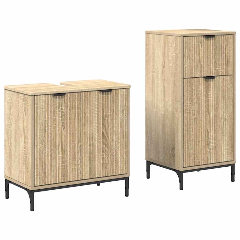 Set de mobilier pentru baie cu sertar 2 pcs Stejar Sonoma