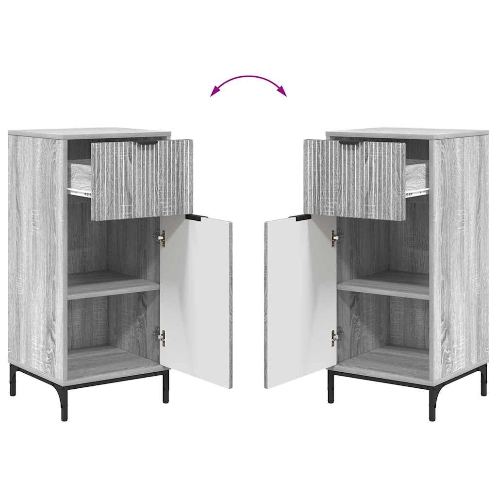 Set de mobilier pentru baie cu sertar cu raft 2 pcs Gri Sonoma