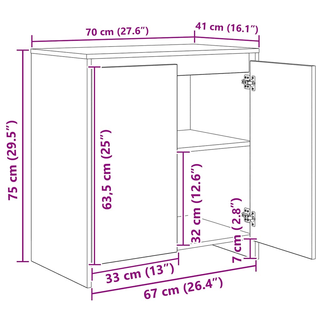 Bufet 3 pcs Stejar Negru 70 x 41 x 75 cm Lemn compozit