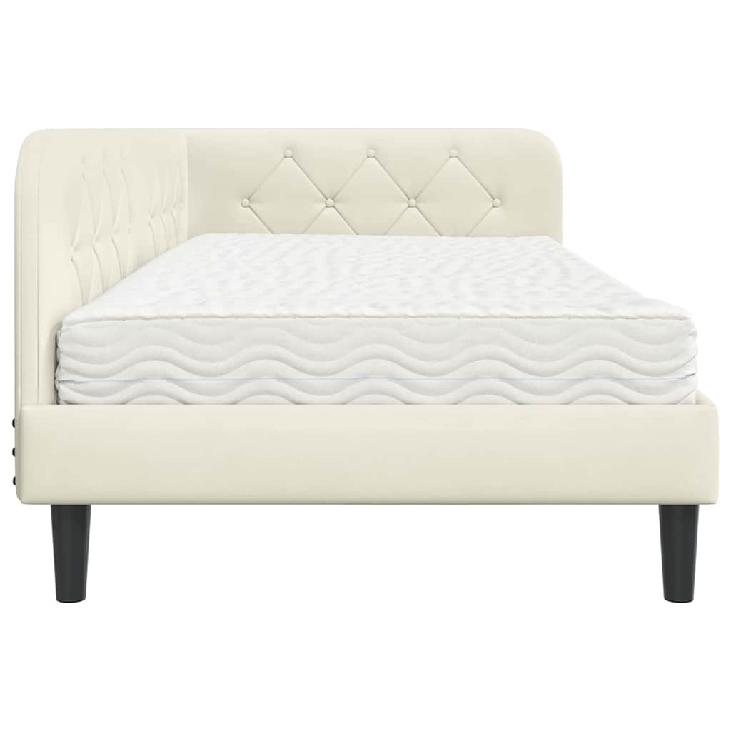 Cadru de pat colțar Crem 90 x 200 cm Catifea