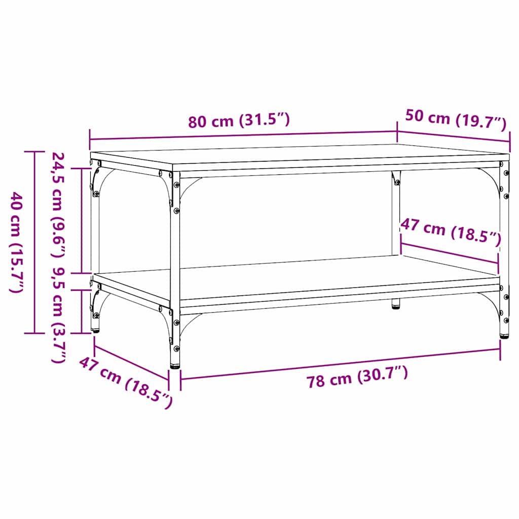 Masă de cafea Stejar Artizanal 81 x 50 x 40 cm Lemn compozit
