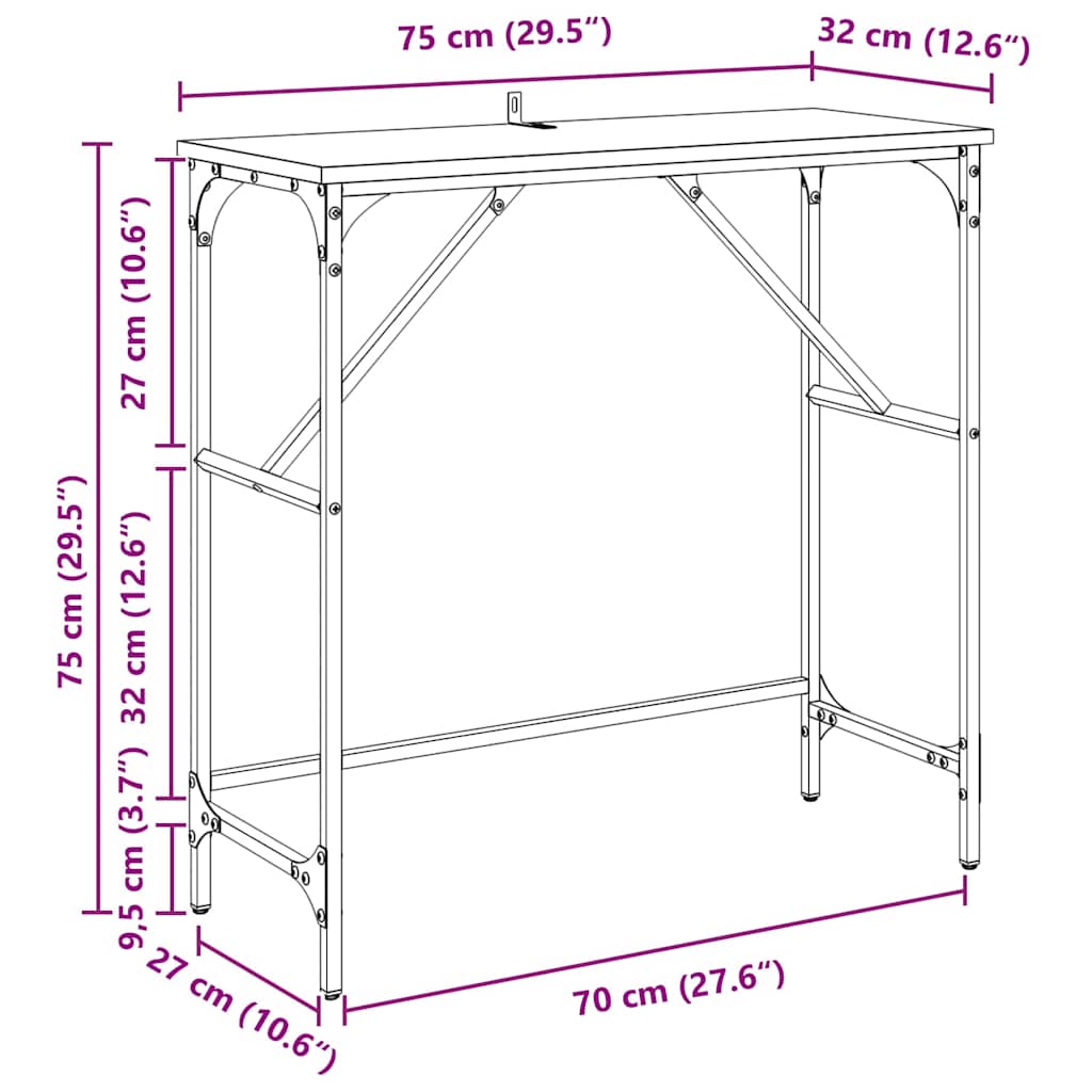 Masă de consolă Lemn vechi 75 x 32 x 75 cm Lemn compozit