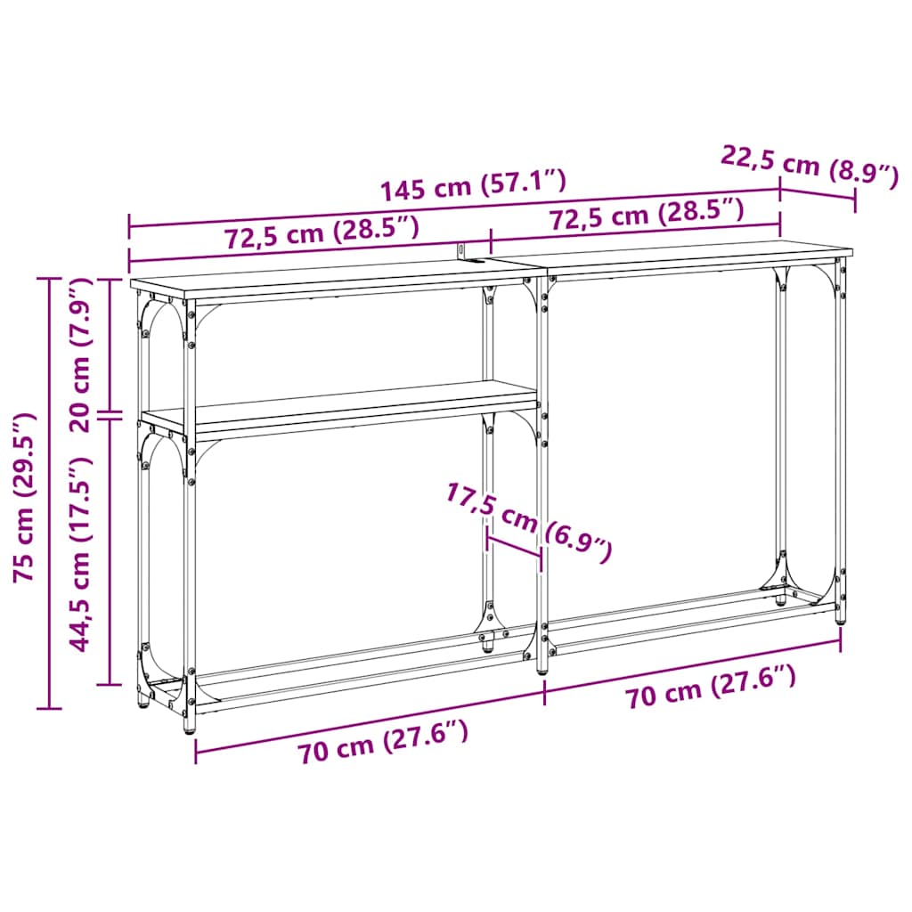 MasaConsole Lemn vechi 145x22.5x75cm Lemn compozit