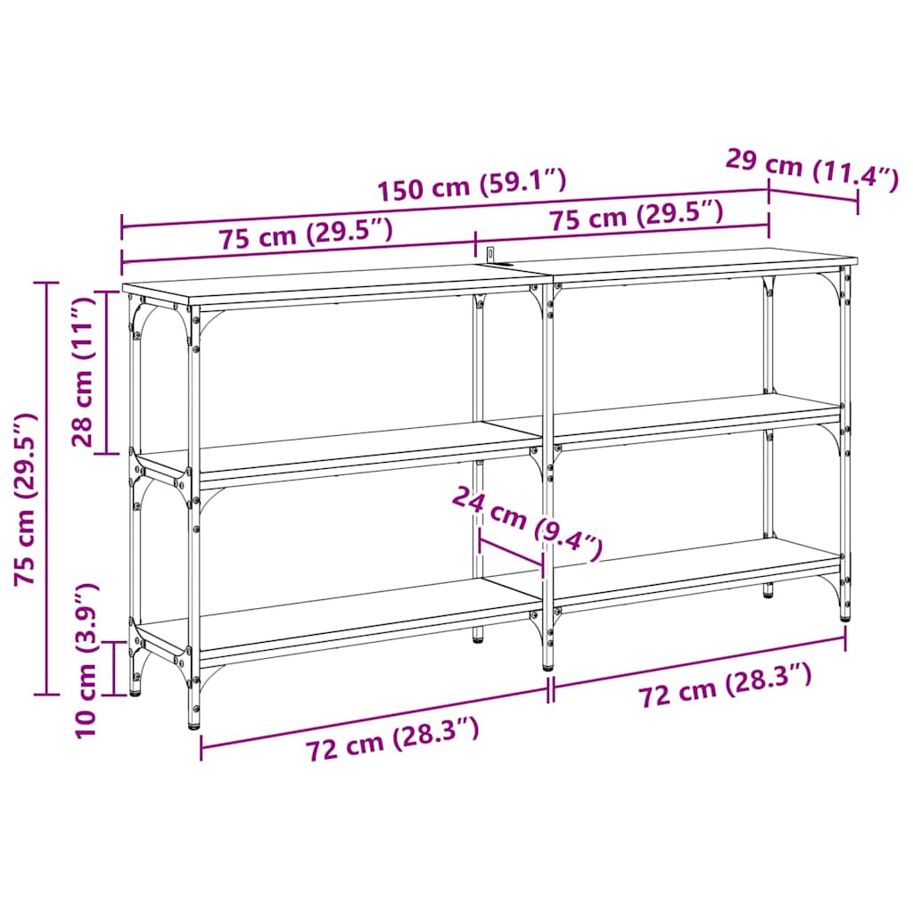 Masă de consolă Stejar Artizanal 150 x 29 x 75 cm