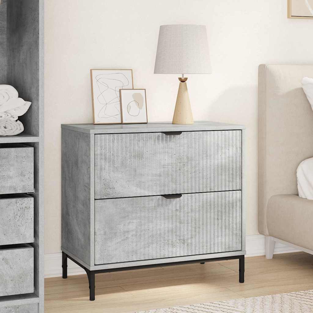 Noptieră cu sertar Gri beton 63.5 x 36 x 61 cm Lemn compozit