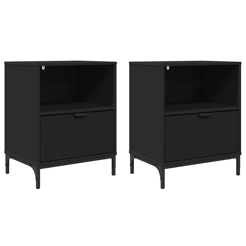 Mese de noptieră 2 pcs Negru 49 x 36 x 61 cm Lemn compozit