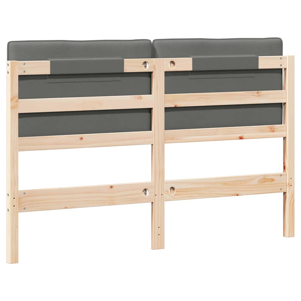 Tăblie tapițată Maro și gri deschis 135 cm Lemn de pin masiv