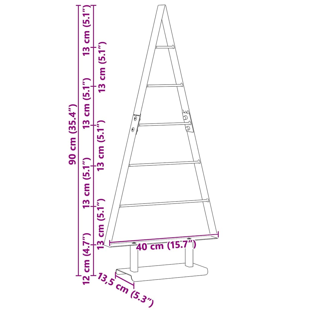 Pom de Crăciun din metal cu suport Negru 90 cm Oțel - Vendito