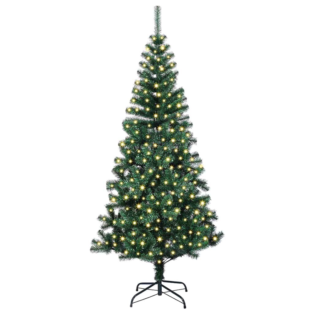Pom de Crăciun artificial pre-iluminat cu 300 LED Verde 210 cm