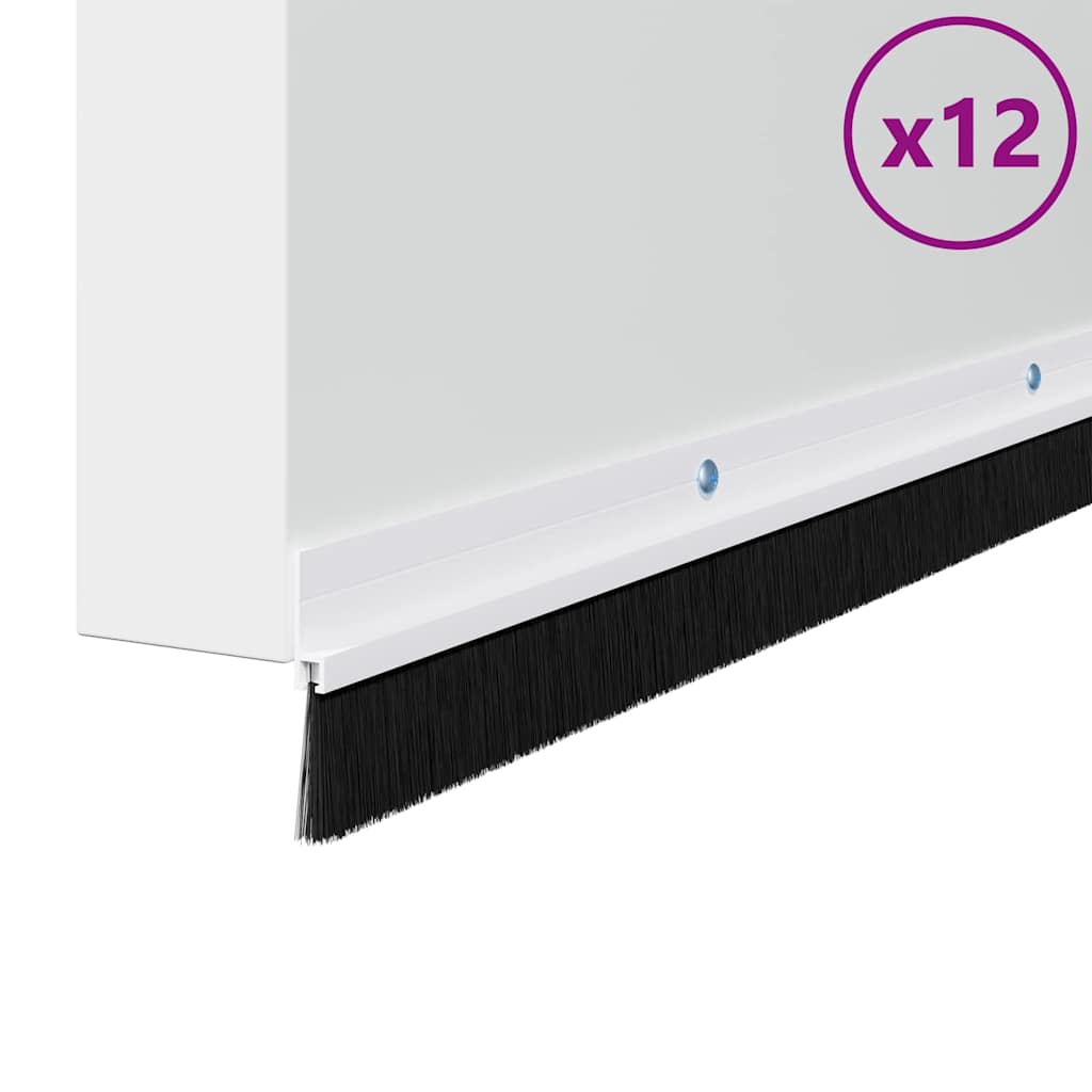 Perdele de ușă cu perii cu montare prin înșurubare 12 pcs Alb