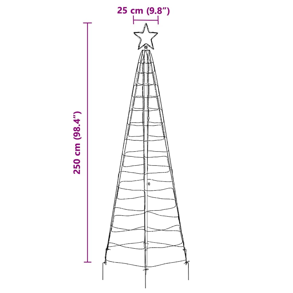 Brad de Crăciun LED cu țevi de prindere în pământ Alb cald Fier