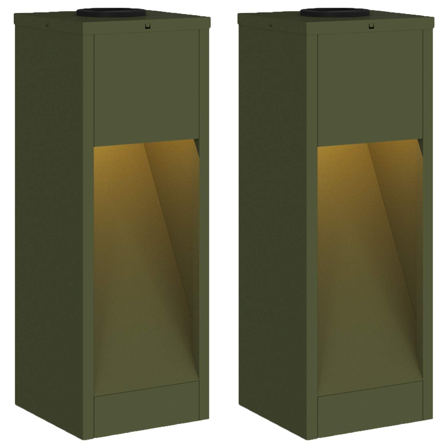 Lampa de parcurs LED solar 2 pcs Verde măsliniu