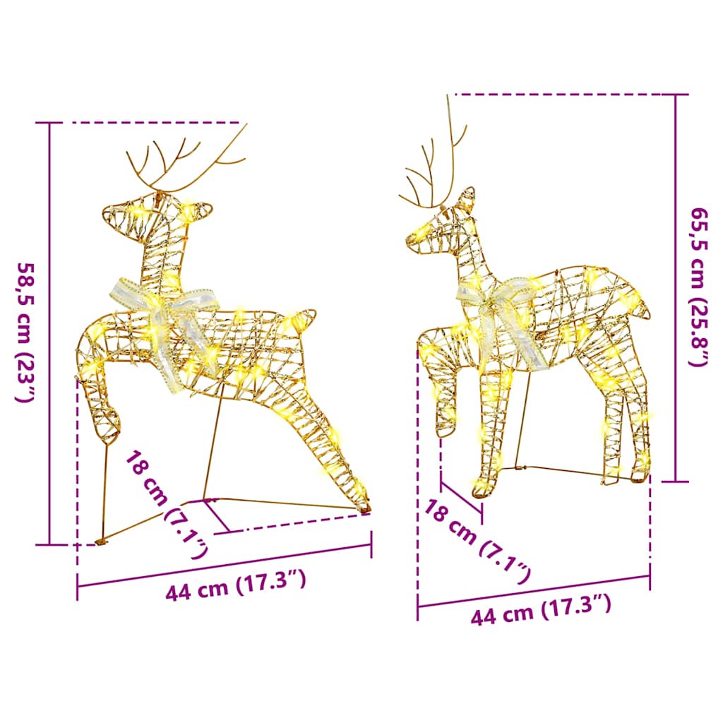 Renii LED cu 40 LED 2 pcs Alb cald PET
