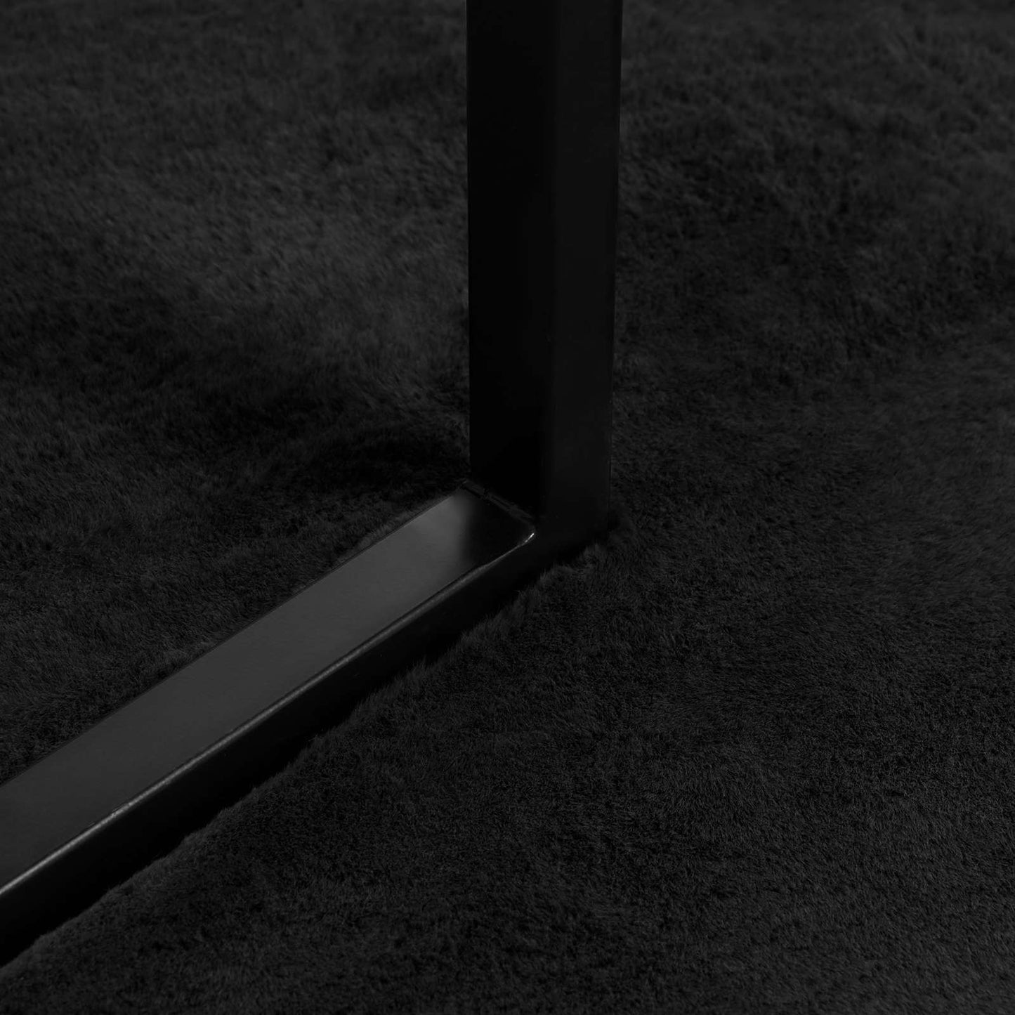 Covor din Blană Faux de Iepure Olite Negru Ø 120 cm Poliester