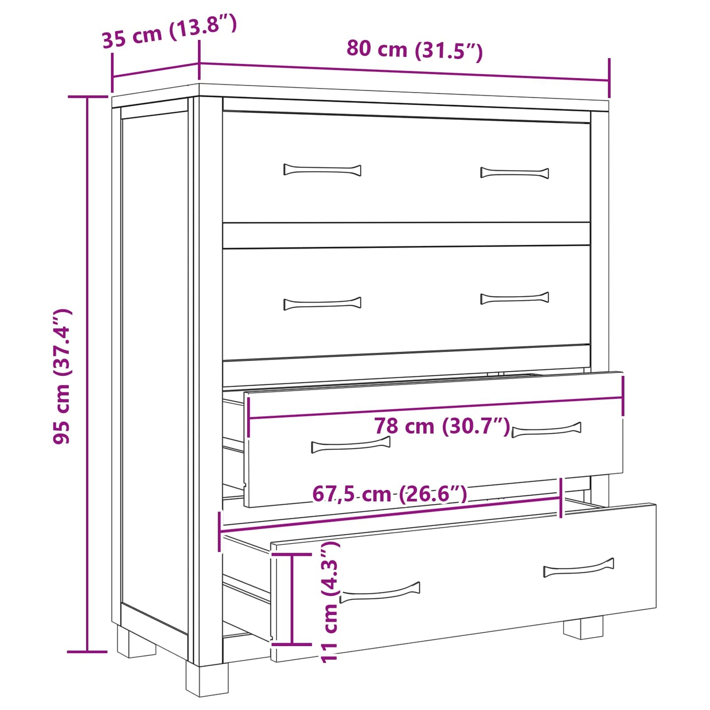 Dulap cu sertar cu depozitare Maro Lemn compozit