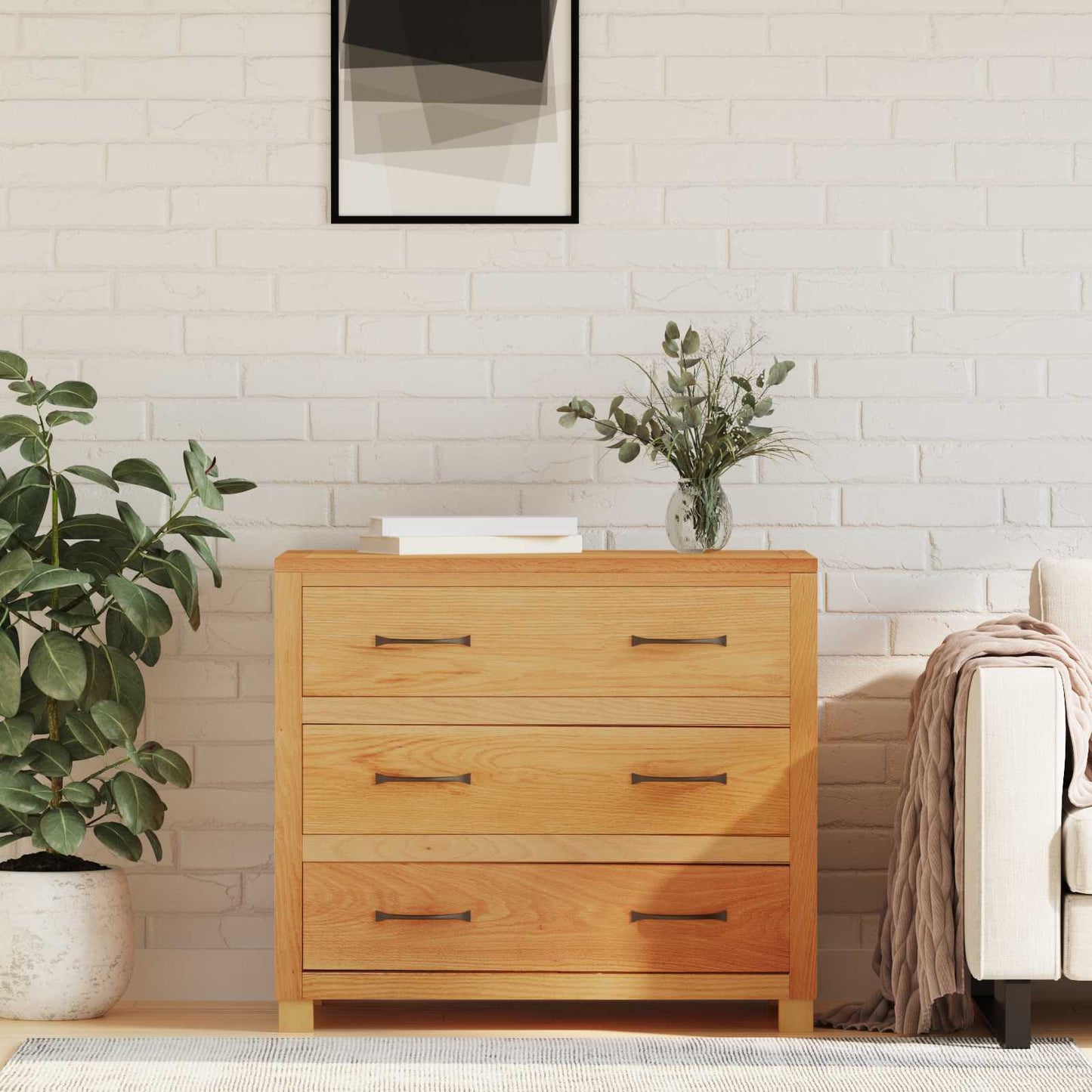 Dulap cu sertar cu depozitare Maro Lemn compozit