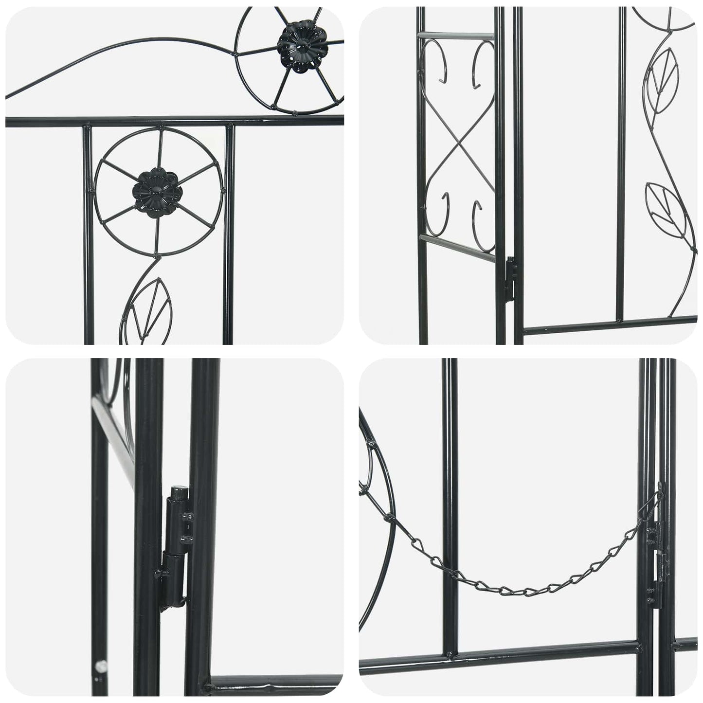 Arc de Grădină Simplu Negru 115 x 37 x 226 cm