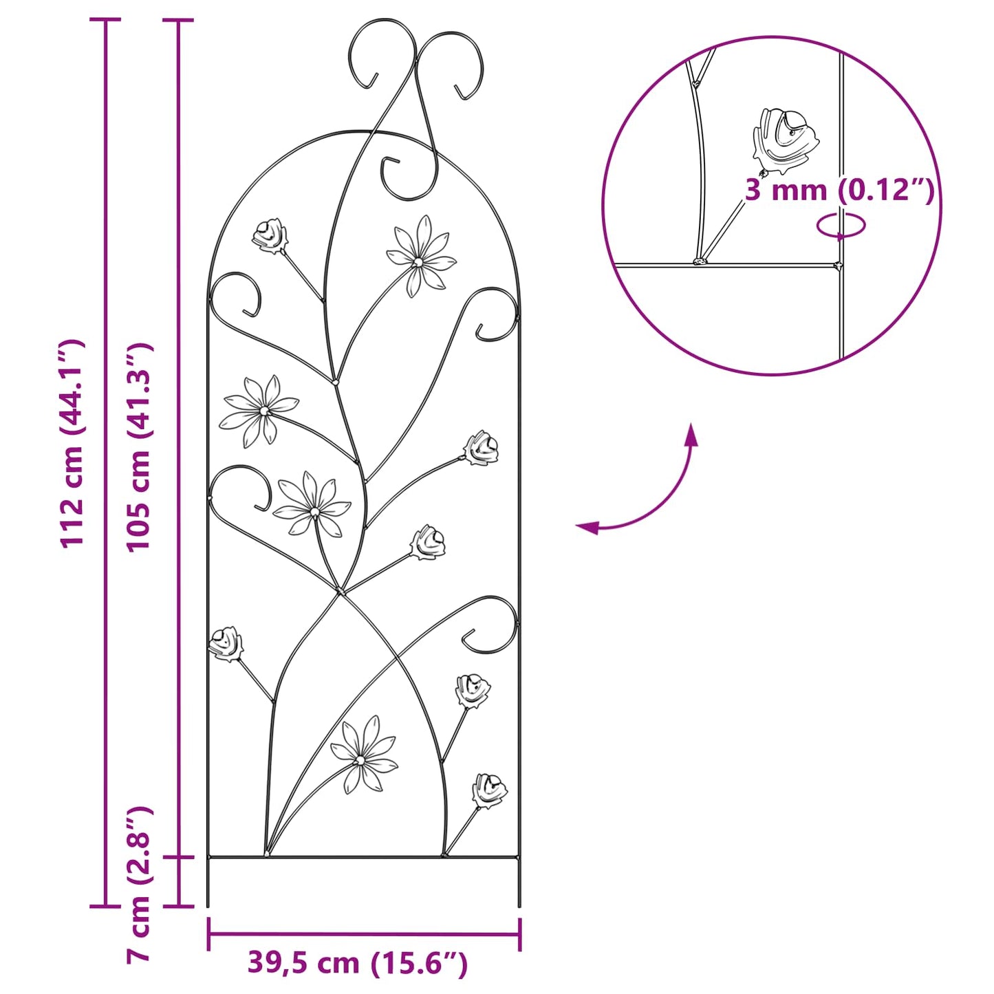 Gard de Grădină cu blocare 3 pcs Negru 112 x 39,5 cm Oțel