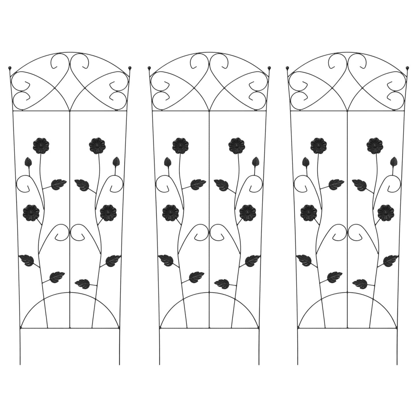 Gard de Grădină 3 pcs Negru 110,5 x 42,5 cm Oțel