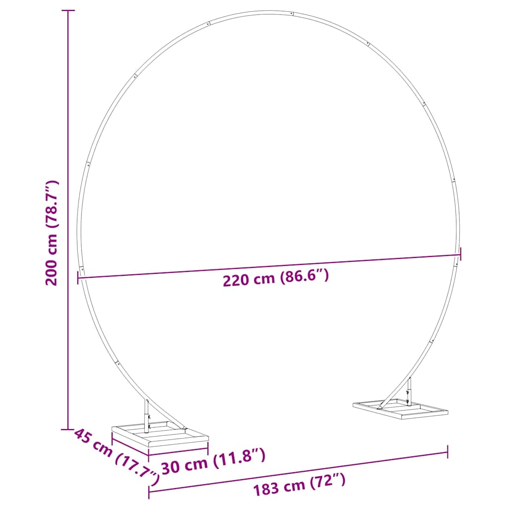 Arc de nuntă Auriu 220 x 45 x 200 cm Oțel