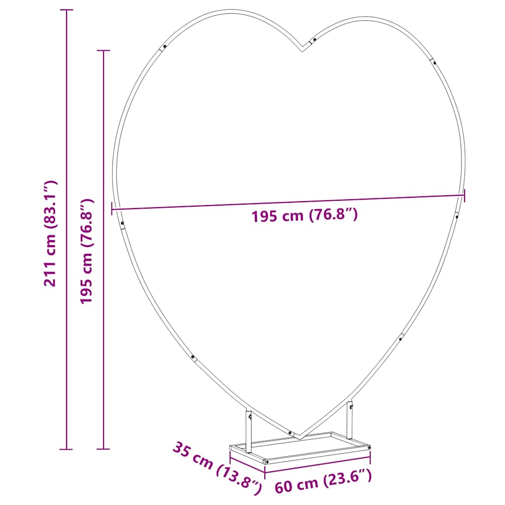Arc de nuntă Alb 195 x 35 x 211 cm Oțel