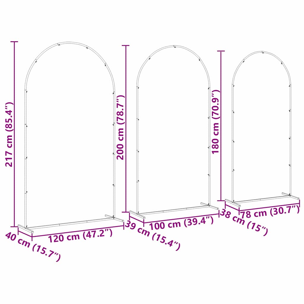 Arc de nuntă 3 pcs Auriu Oțel