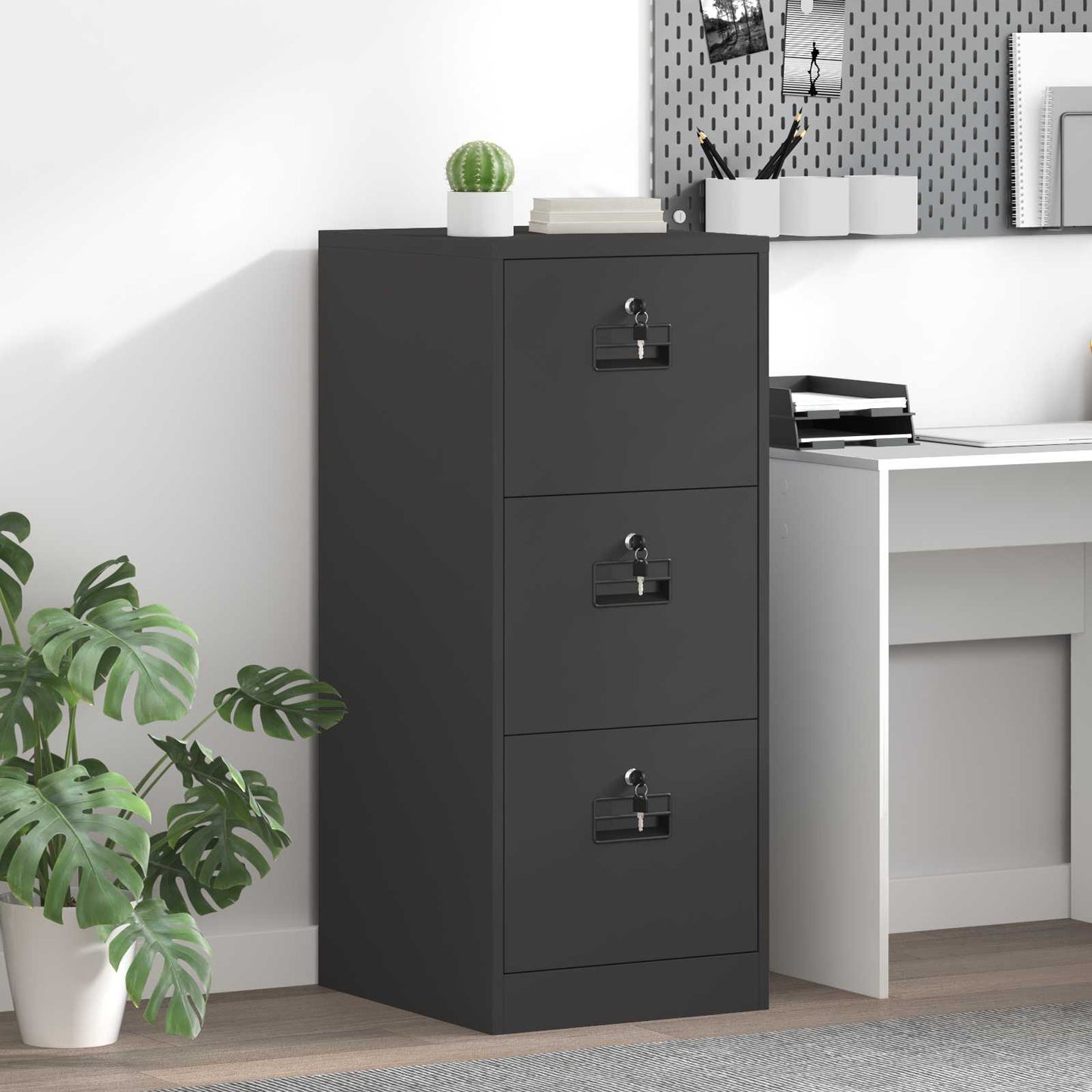 Dulap pentru Fișiere cu sertar cu raft Negru 44 x 50 x 106.5 cm