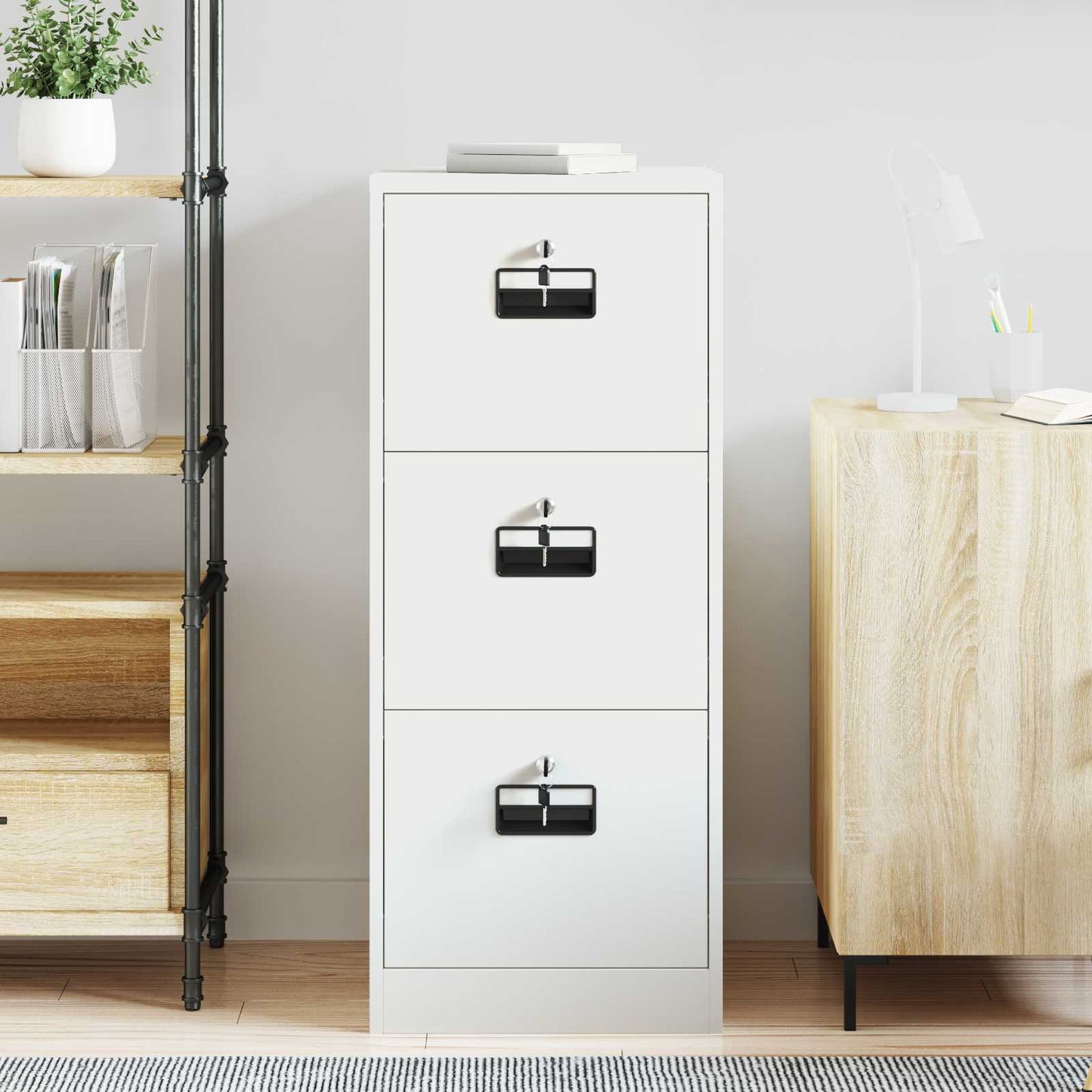 Dulap pentru Fișiere cu sertar cu raft Alb 44 x 50 x 106.5 cm