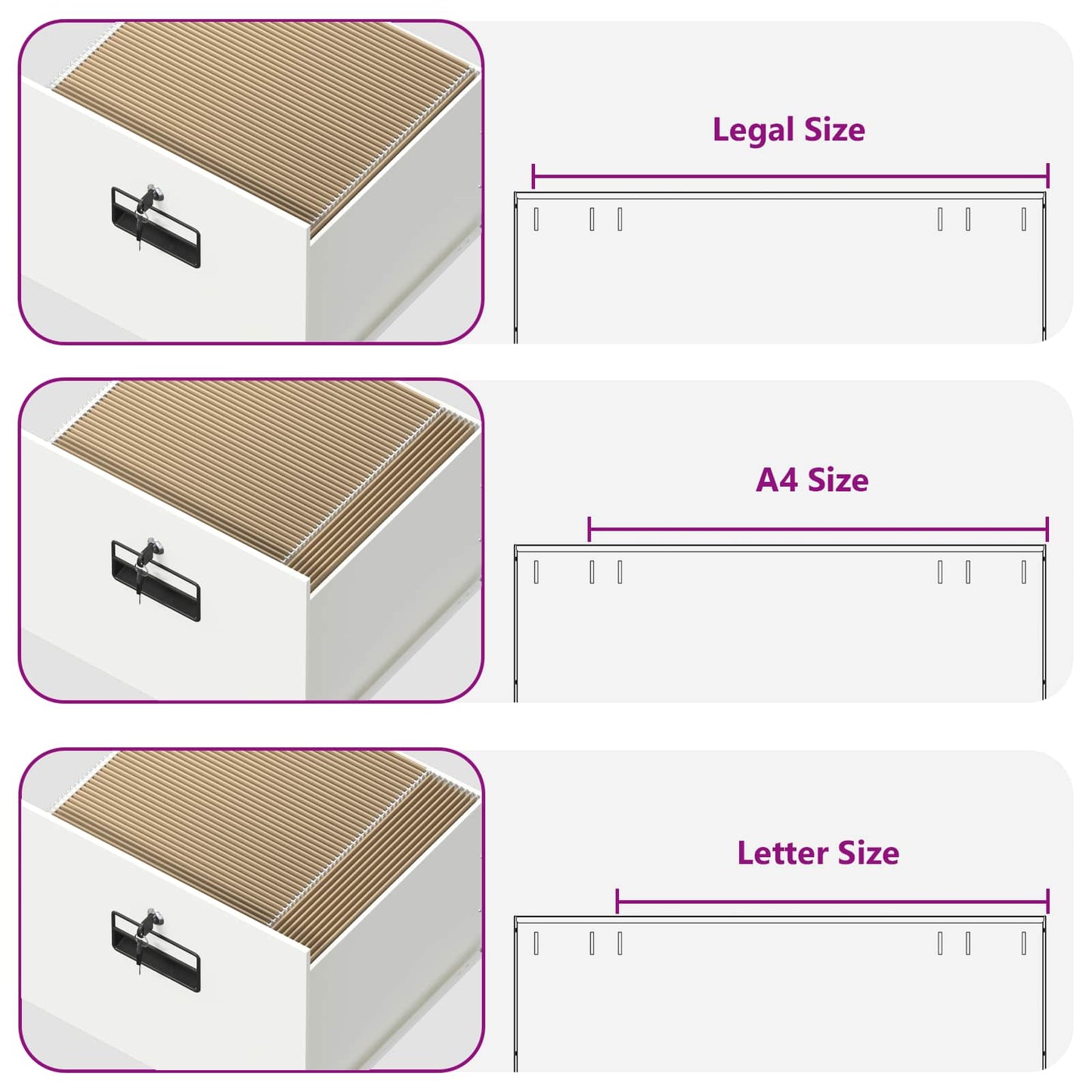 Dulap pentru Fișiere cu sertar cu raft Alb 44 x 50 x 106.5 cm