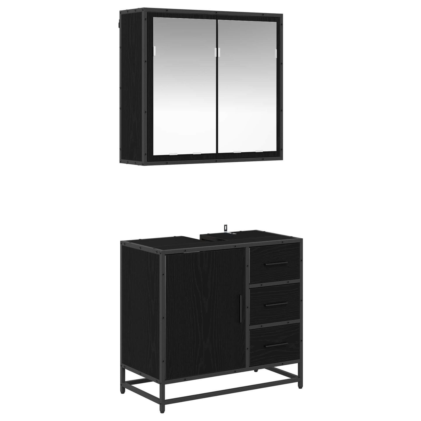 Set de mobilier pentru baie 2 pcs Stejar negru Lemn compozit