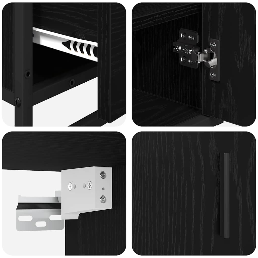 Set de mobilier pentru baie 3 pcs Stejar Negru Lemn compozit