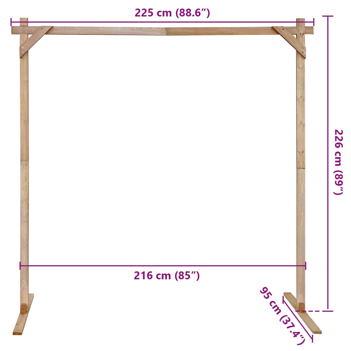 Arc de nuntă Maro deschis 225 x 95 x 226 cm Lemn de pin masiv