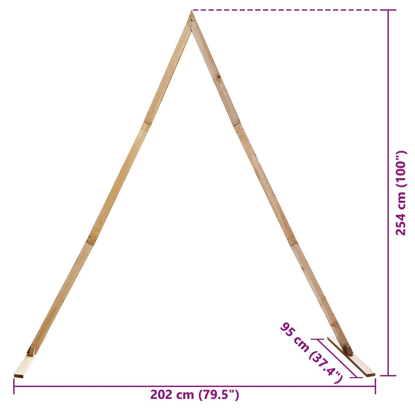 Arc de nuntă Maro deschis 202 x 95 x 254 cm Lemn de pin masiv