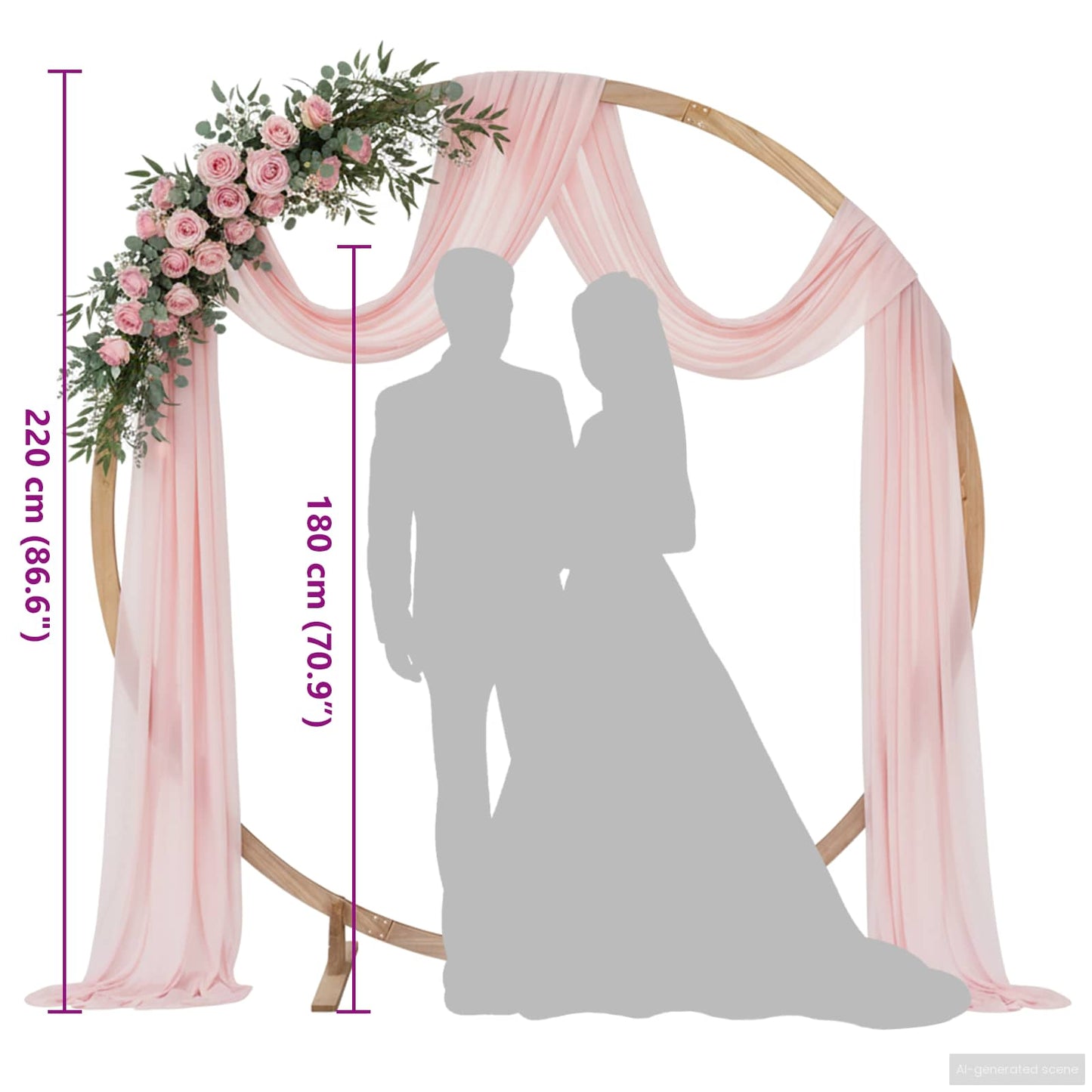 Arc de nuntă Maro deschis 224 x 80 x 220 cm Lemn de pin masiv