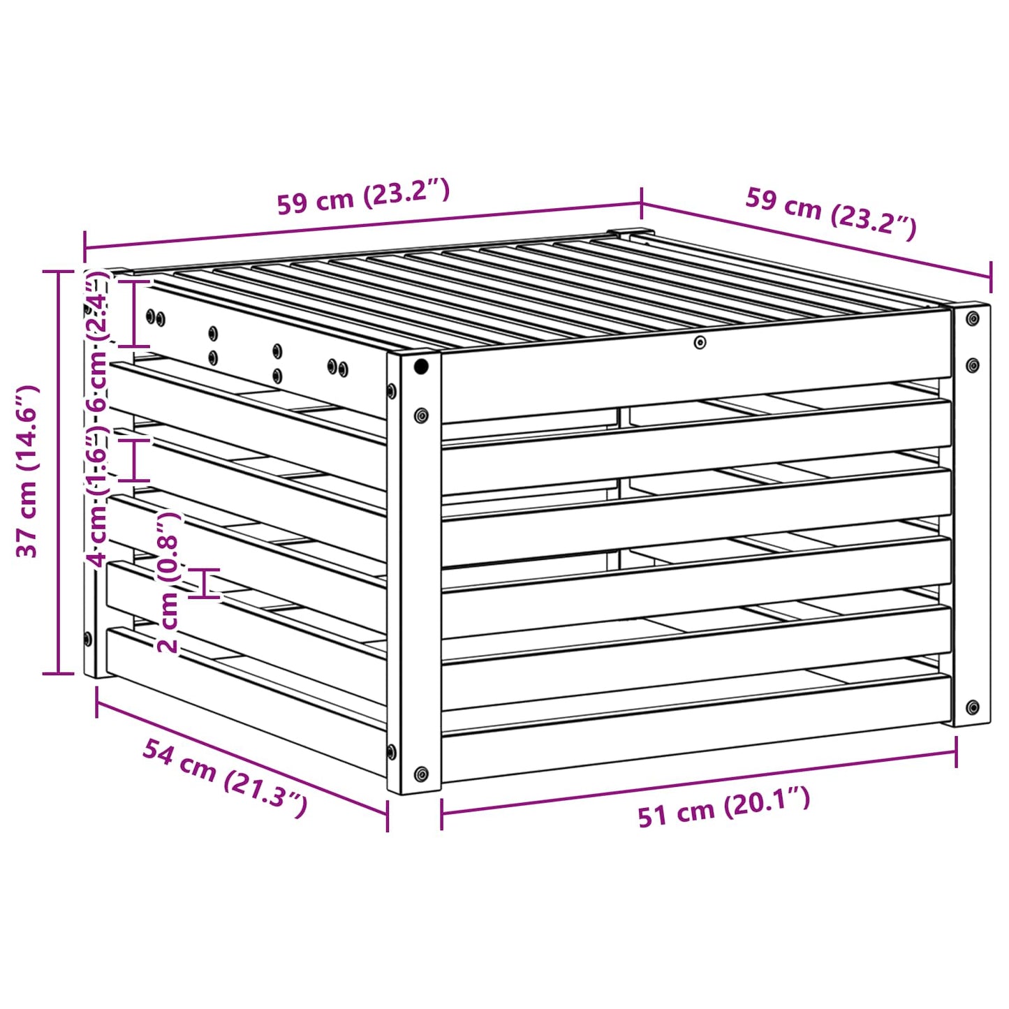 Masă de exterior Lemn Solid de Acacia natural 59 x 59 x 37 cm