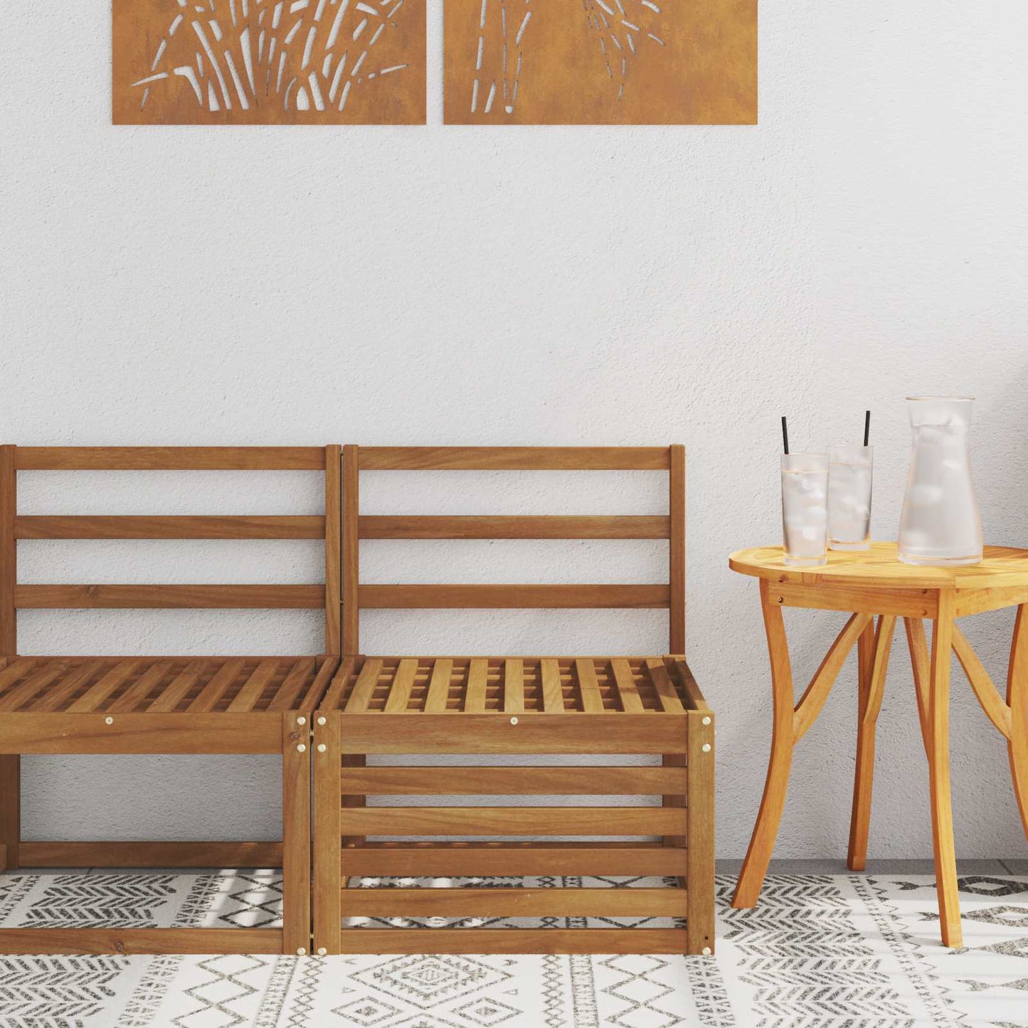 Canapea Medie pentru Exterior Lemn Solid de Acacia natural