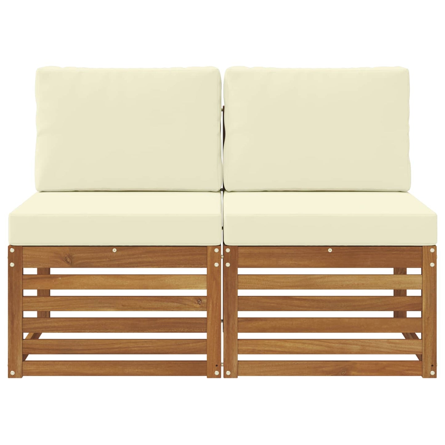 2 Bucată Canapea Medie pentru Exterior Lemn Solid de Acacia