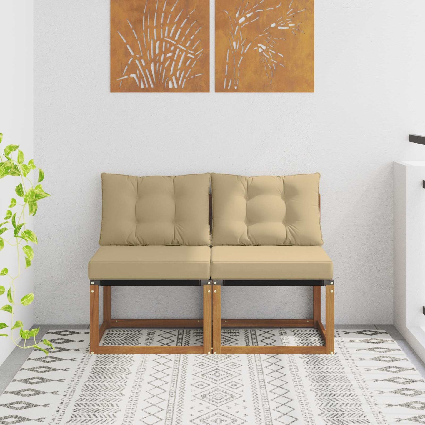 2 Bucată Canapea centrală pentru exterior