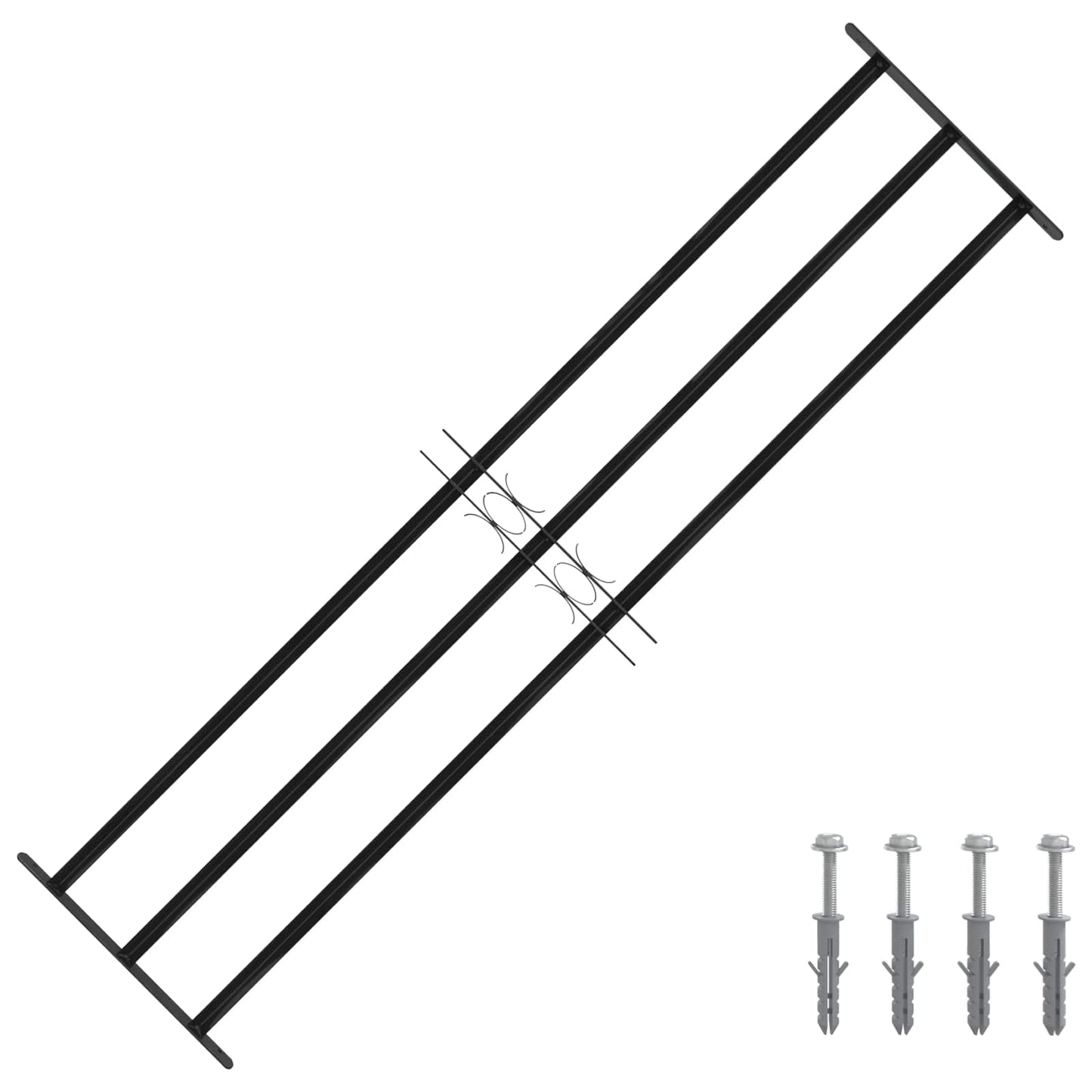 Grilă Fereastră Negru 174 x 45 cm Oțel vopsit electrostatic
