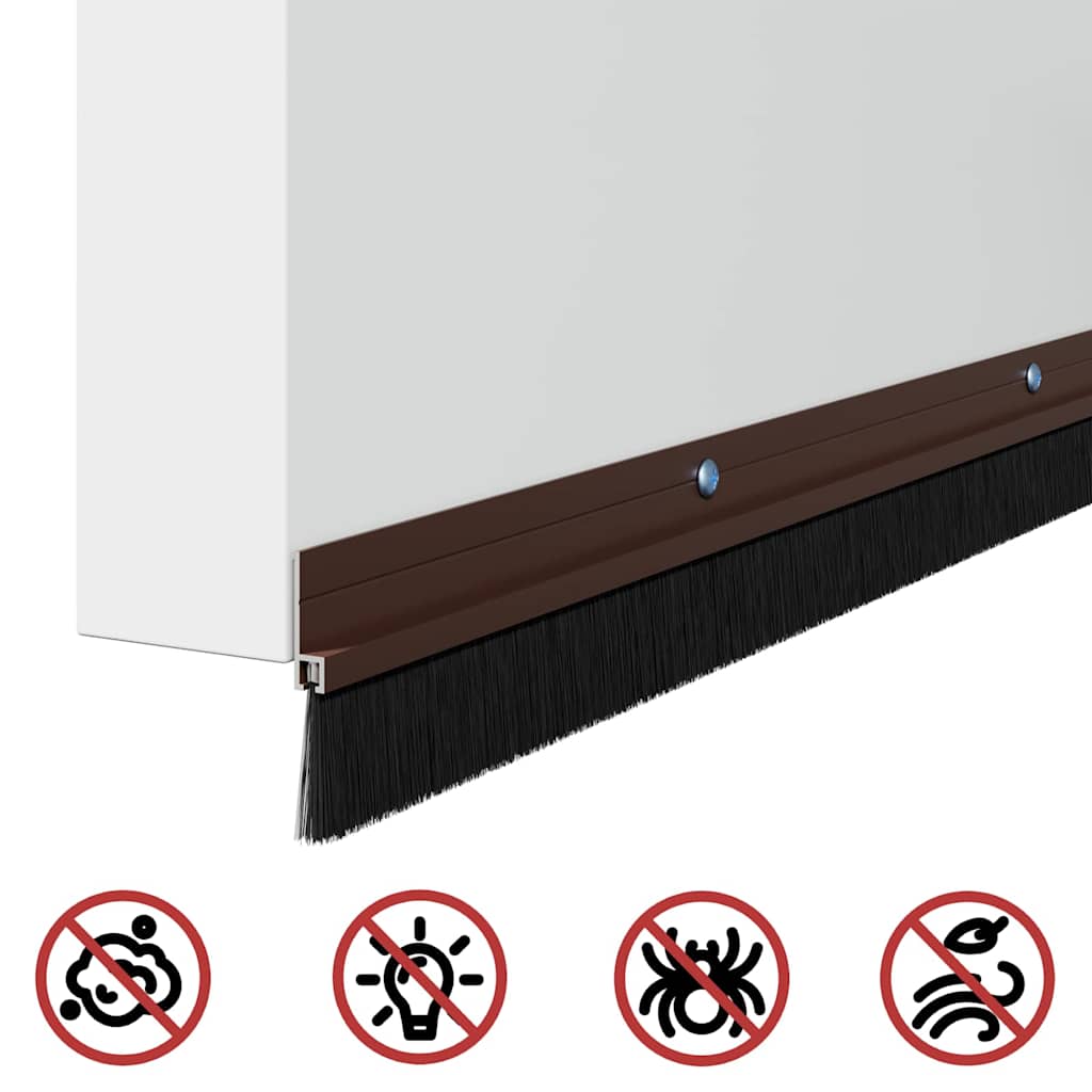 Perdele de ușă cu perii cu montare prin înșurubare 12 pcs Maro