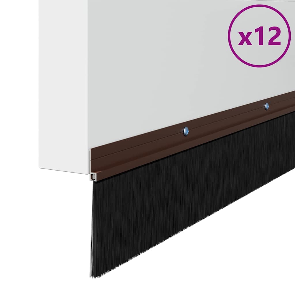 Perdele de ușă cu perii cu montare prin înșurubare 12 pcs Maro