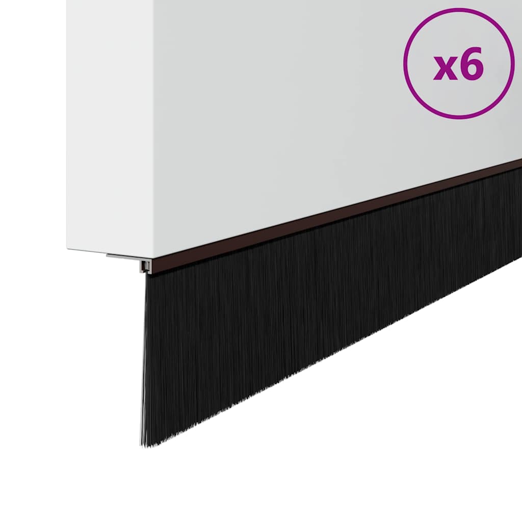 Perdele de ușă cu perii cu montare prin înșurubare 6 pcs Maro