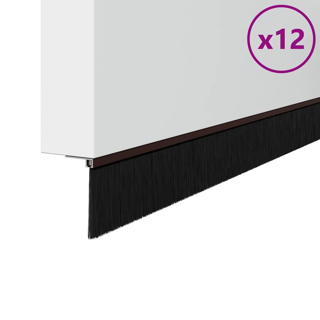 Perdele de ușă cu perii cu montare prin înșurubare 12 pcs Maro